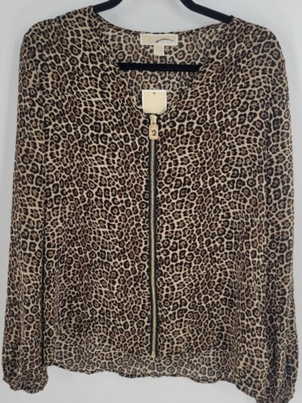Michael Kors Animal Print Leopard Top Long Sleeve Blouse Size S New